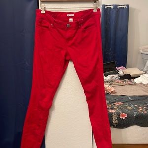 Red skinny jeans